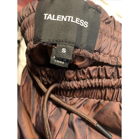 Talentless Men’s Reflective Track Pants Nylon Brown MERLOT Small - Picture 6 of 7